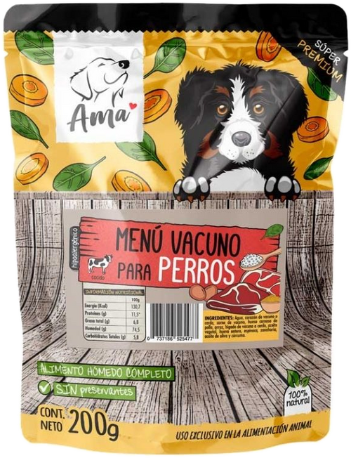 Ama Alimento Húmedo Vacuno 200g