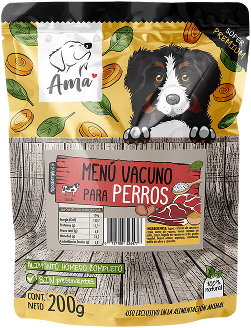 Ama Alimento Húmedo Vacuno 200g